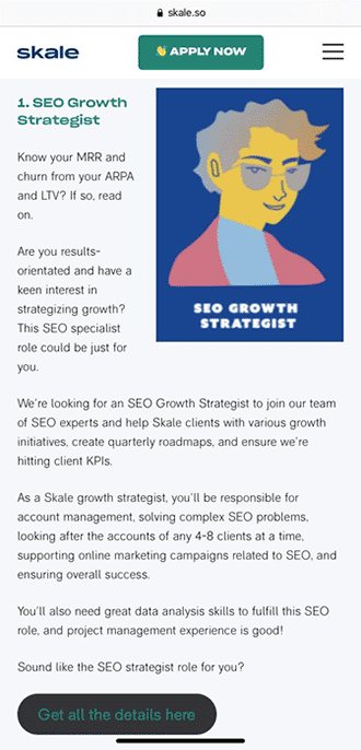 Skale screenshot: SEO Growth Strategist.