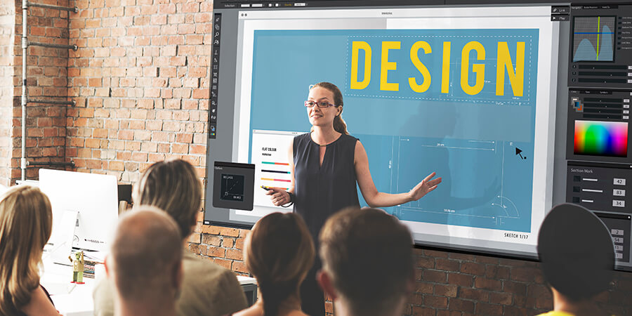 Person giving a presentation about design