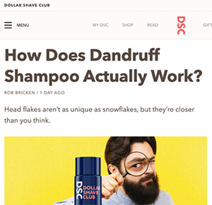 Dollar Shave Club website screenshot.