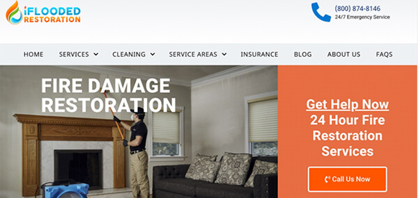 iFlooded Restoration website screenshot.