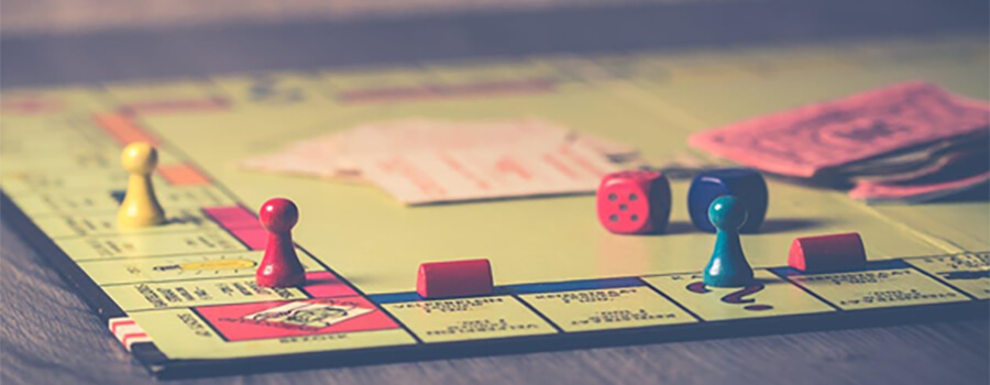 Close up of a game of Monopoly.