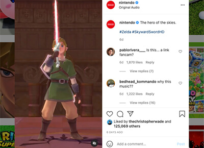 Nintendo social media screenshot.