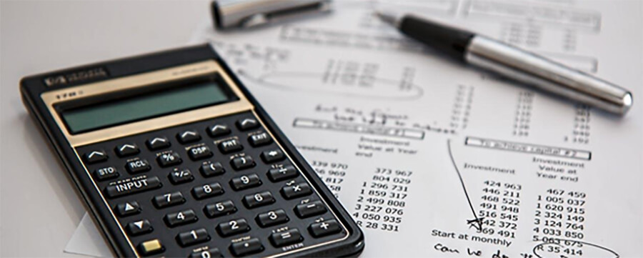 Black calculator used for personal finances.