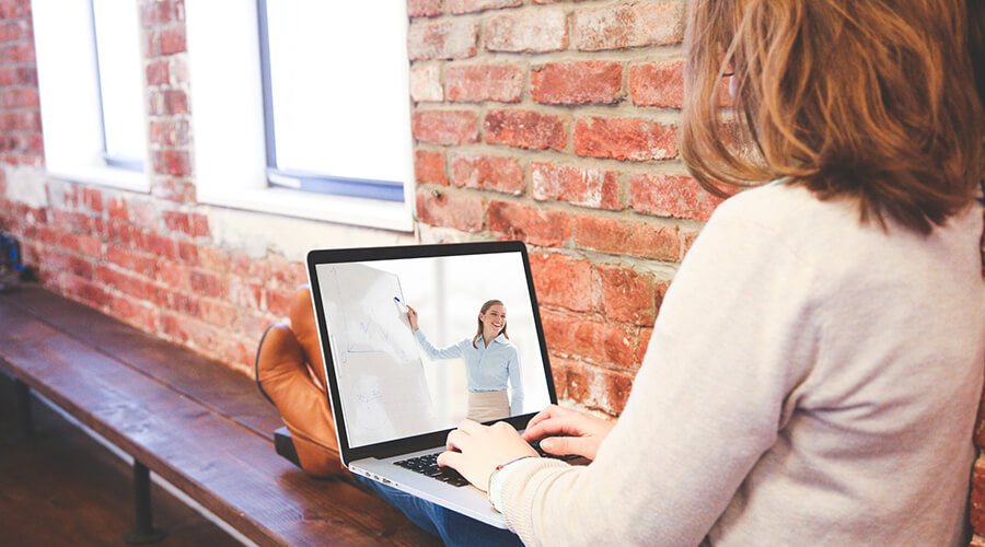 Woman working on a laptop