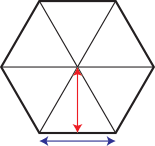 Hexagon divided into triangles to calculate area.