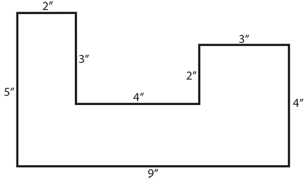 Example of calculating the perimeter of an irregular polygon.