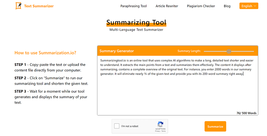 summarizingtool.io screenshot